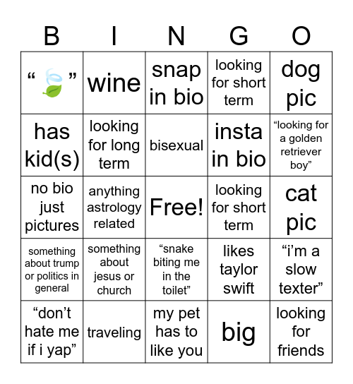hinge bingo revamp Bingo Card