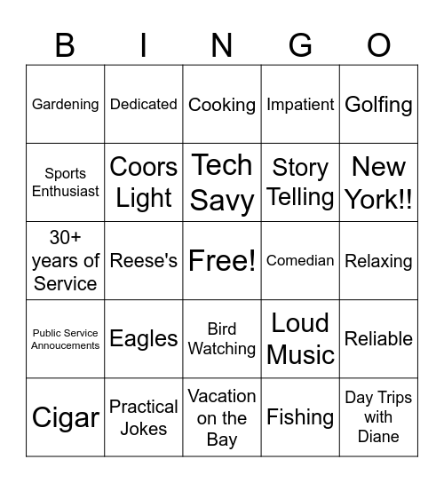 All About Mike Bingo Card