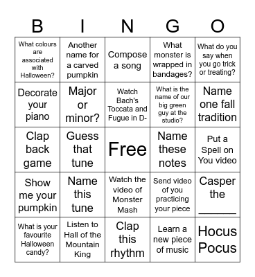 HALLOWEEN EXTRAVANGZA Bingo Card