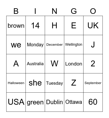 Revision Bingo! Bingo Card