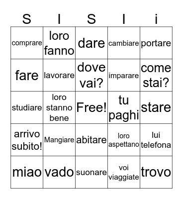 ARE ARE ARE ARE VERBS MIAO Bingo Card