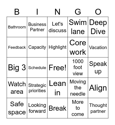 Corporate Jargon Bingo Card