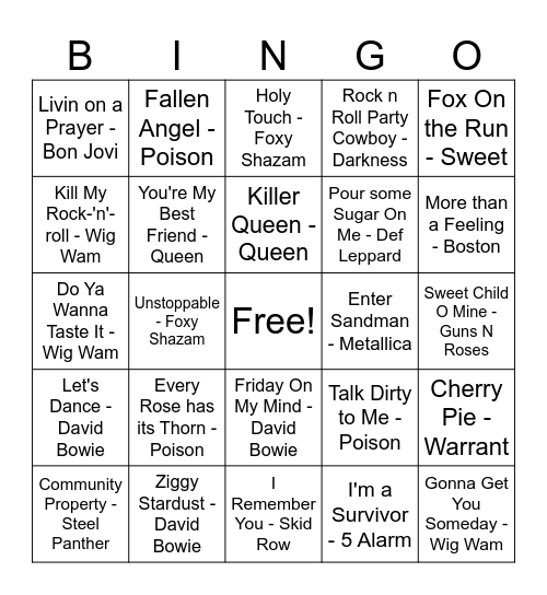 Peacemaker's Playlist Bingo Card
