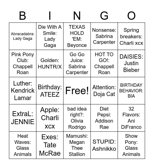 HBD Jadyn! Bingo Card