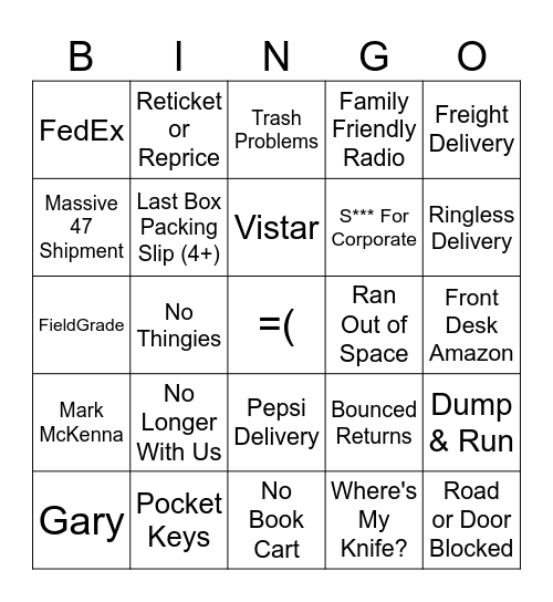 COOP Receiving Bingo Card