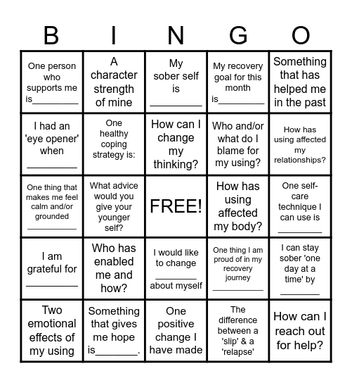 SUD Bingo Card