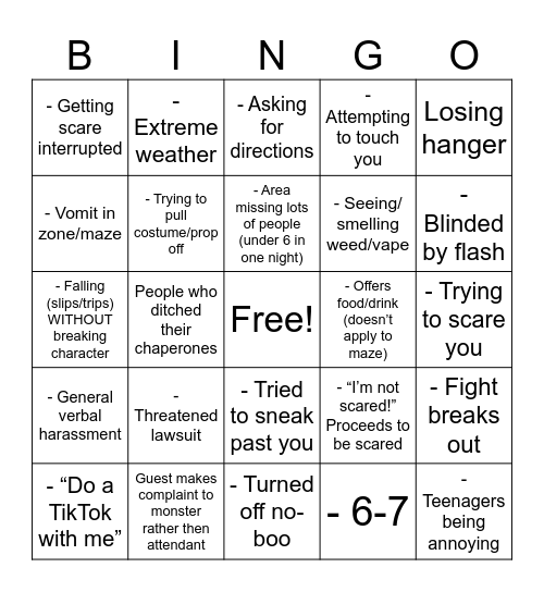 2025 haunt bingo Card