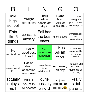 MrTurtle Bingo Card