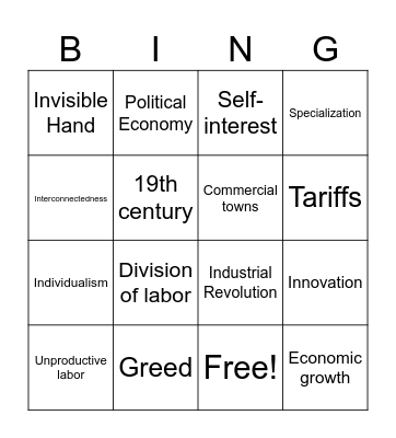 Classical Liberalism Bingo Card