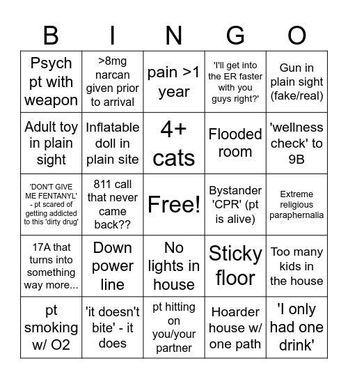 Classic EMS Bingo Card