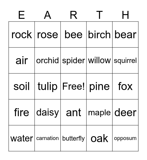 Eco Club "Bingo" Bingo Card