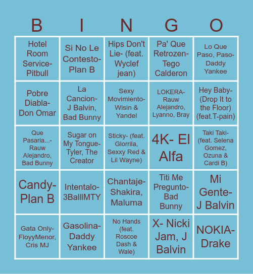 What They Gon Play @LatinoFrat Bingo Card