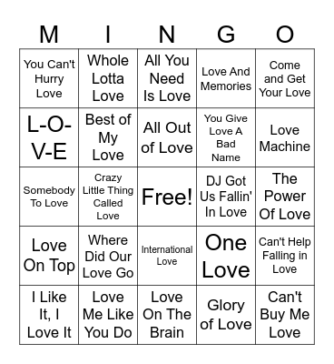 Love Me Tender… Love Me Bingo Card