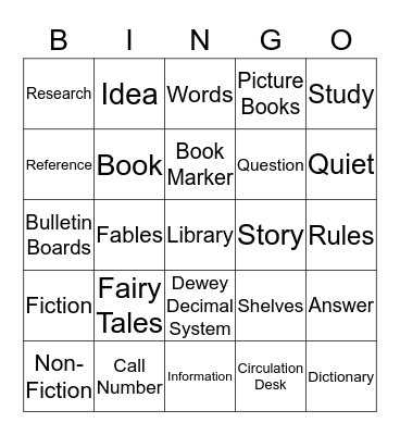 Library Bingo Card