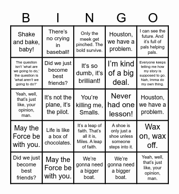 September Movie Quote Bingo Card