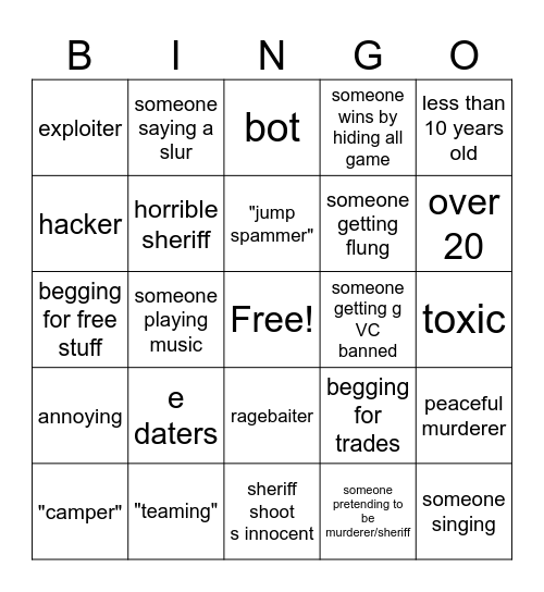 mm2 bingo Card