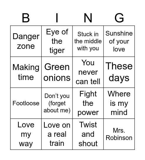 Famous Movie Songs Bingo Card