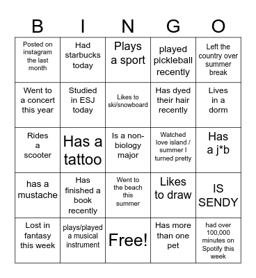 F25 Bingo Board Bingo Card