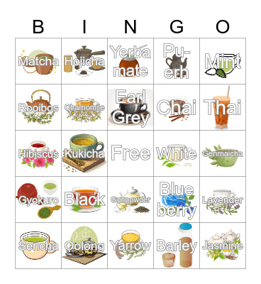 Tea party Bingo Card