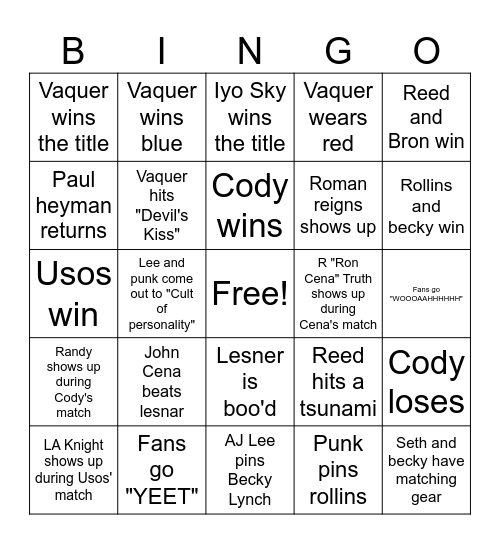 Wrestlepalooza Bingo Card