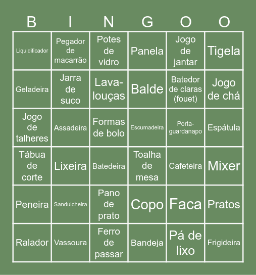 Chá de casa Nova Jéssica e Cristofer Bingo Card