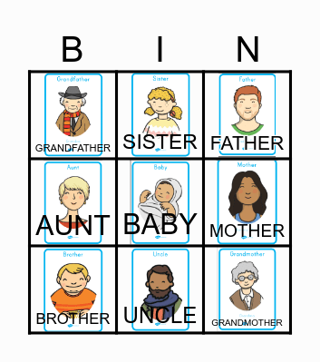 Family Members Bingo Card