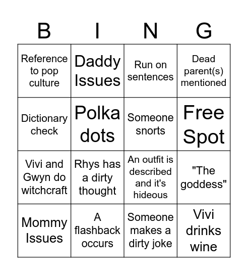 The Ex Hex : Prologue - Chapter 5 Bingo Card
