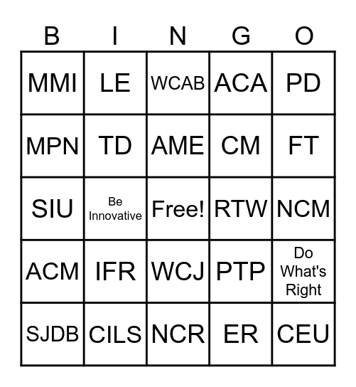 Welcome to Claim Adjusting Bingo Card