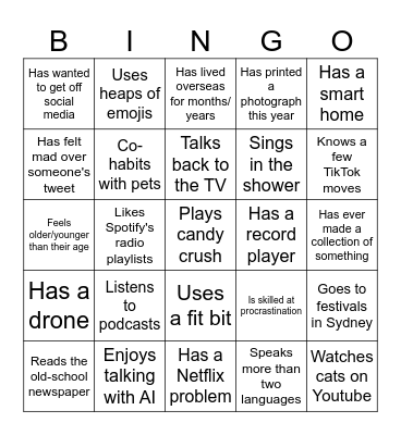 Find someone who... Bingo Card