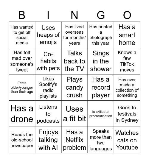 Find someone who... Bingo Card