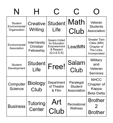 Involvement Fair Bingo Card