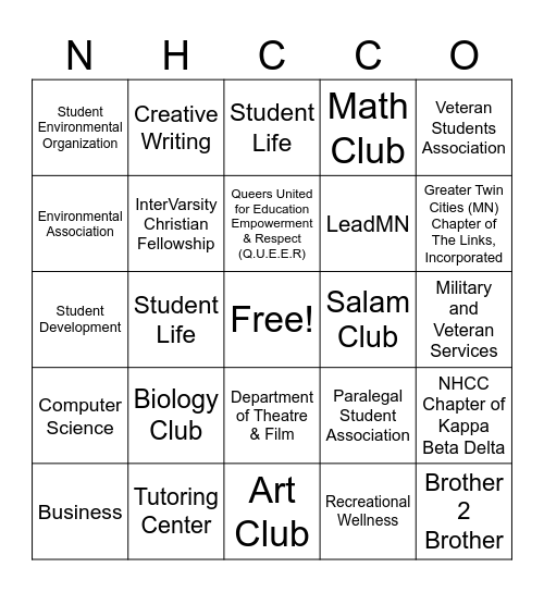 Involvement Fair Bingo Card