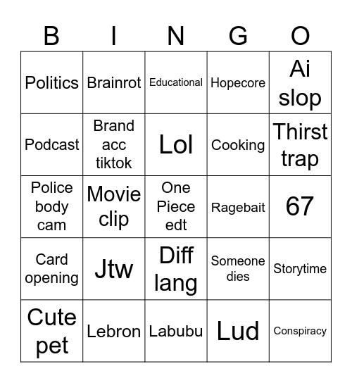 Lud Bingo Card