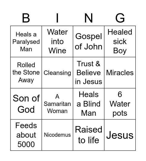 John's Gospel Bingo Card
