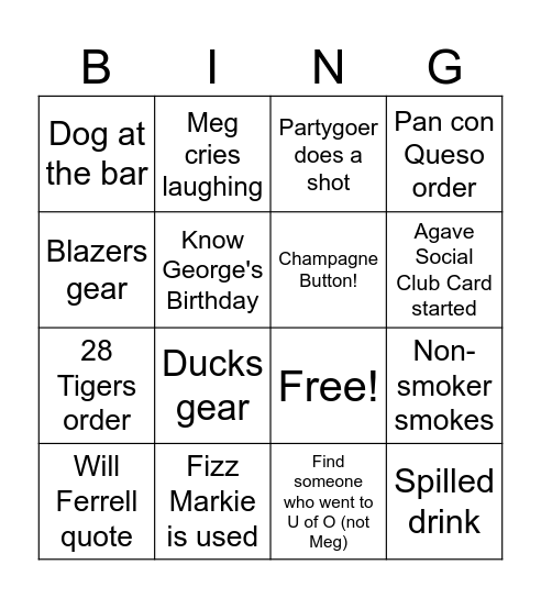 George & Meghan's 1st Anniversary Bingo Card