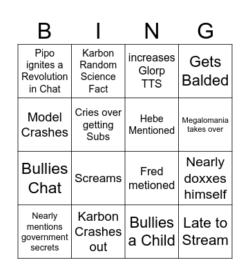 Karbon Bigo Bingo Card