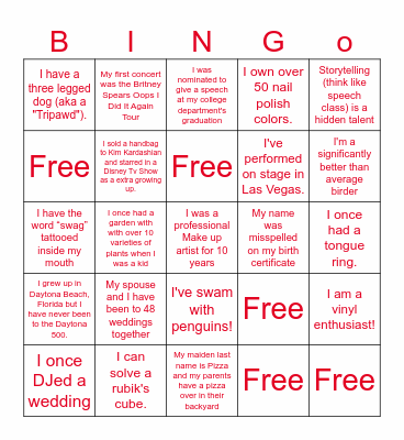 People & Talent Bingo Card