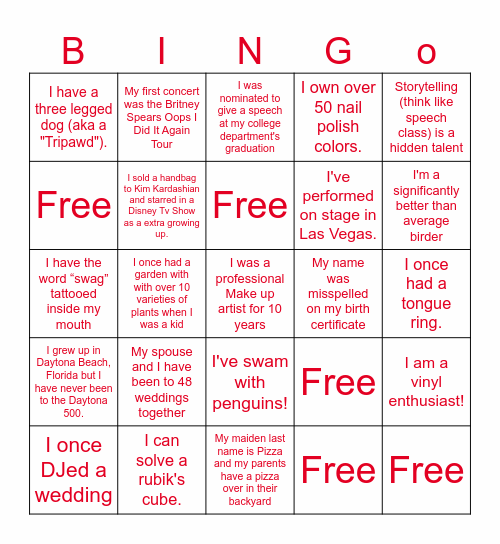 People & Talent Bingo Card