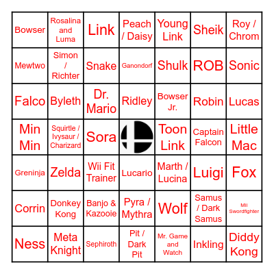 Smash Bros Bingo Card