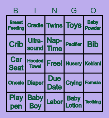 Baby Shower Bingo Card