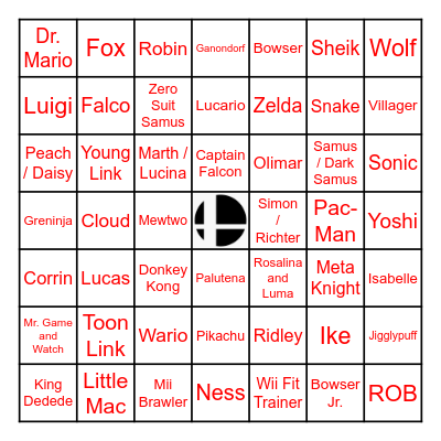 Smash Bros Bingo (No DLC) Bingo Card