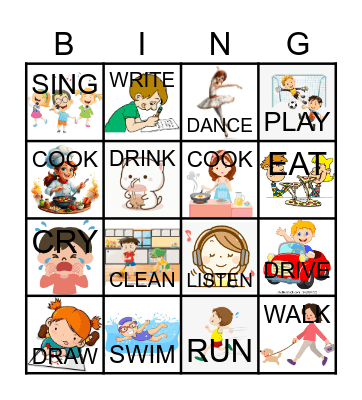 Action verbs! Bingo Card