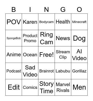 TikTok Bingo Card