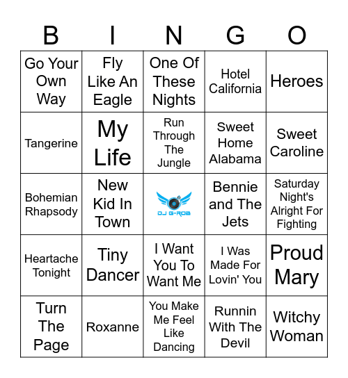 70's Rock Bingo Card