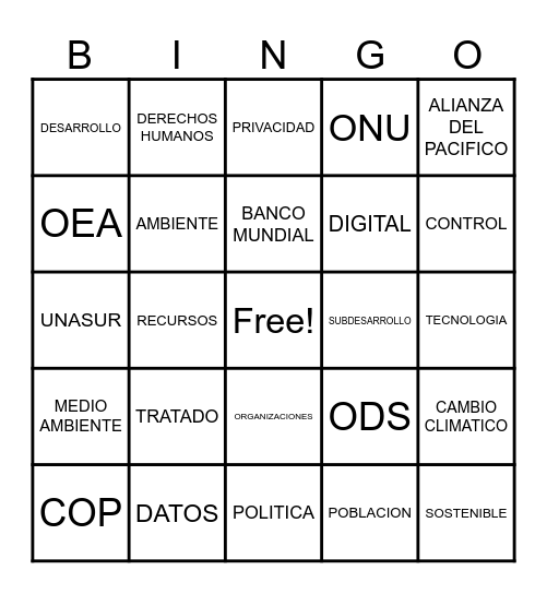 Bingo Político Bingo Card