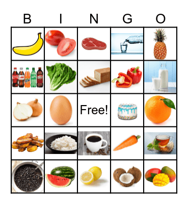 Food and Drinks Bingo Card