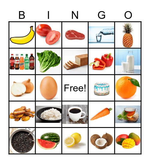 Food and Drinks Bingo Card
