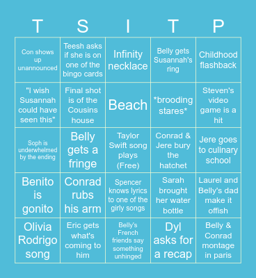 G Rd TSITP Finale Watch Party Bingo Card