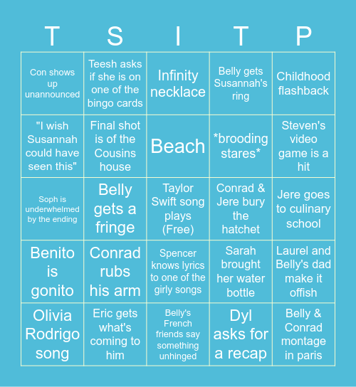 G Rd TSITP Finale Watch Party Bingo Card