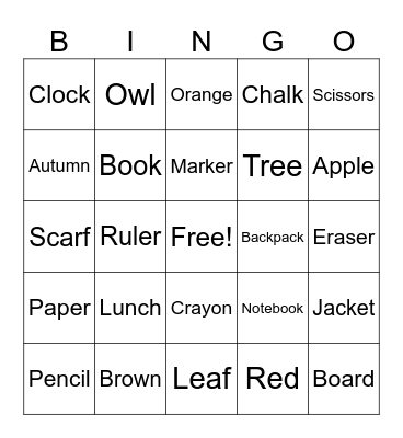 Fall Literacy Bingo Card